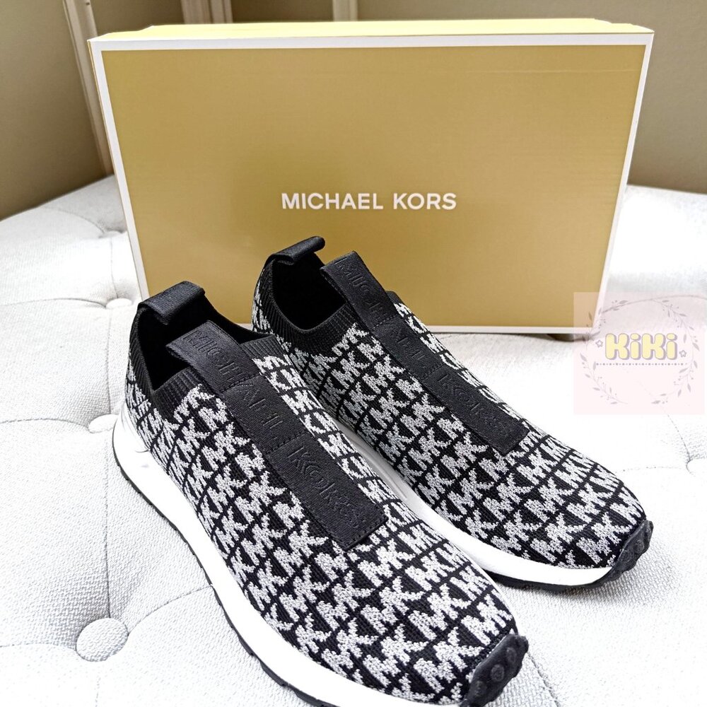 Michael Kors Bodie Metallic Logo Knit Slip-On Sneaker Black size 7 - Picture 8 of 12